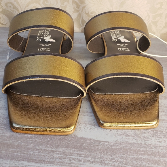 Libera Mente Gold/Brown Leather Sandals from Italy Size 8½ NWT (Sb2) - Picture 2 of 9